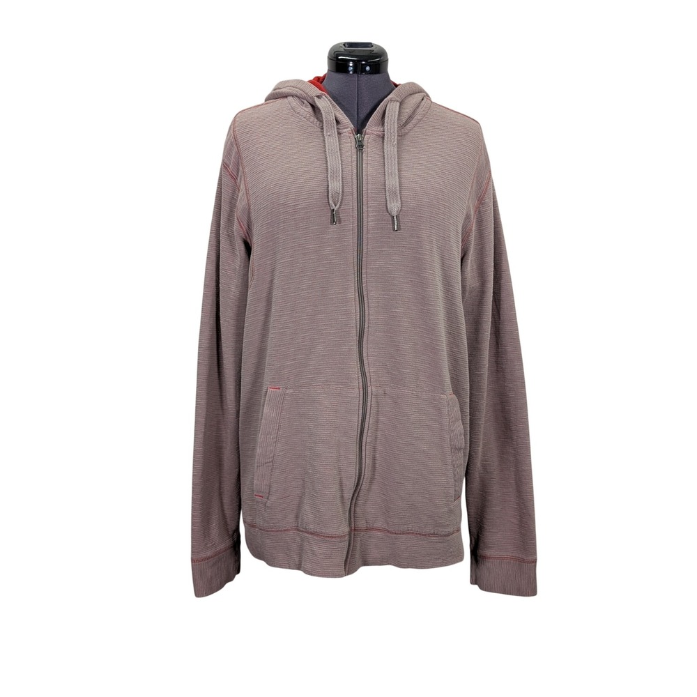 prAna Barringer Full Zip Hoodie Mens XL Two Tone Gray Red